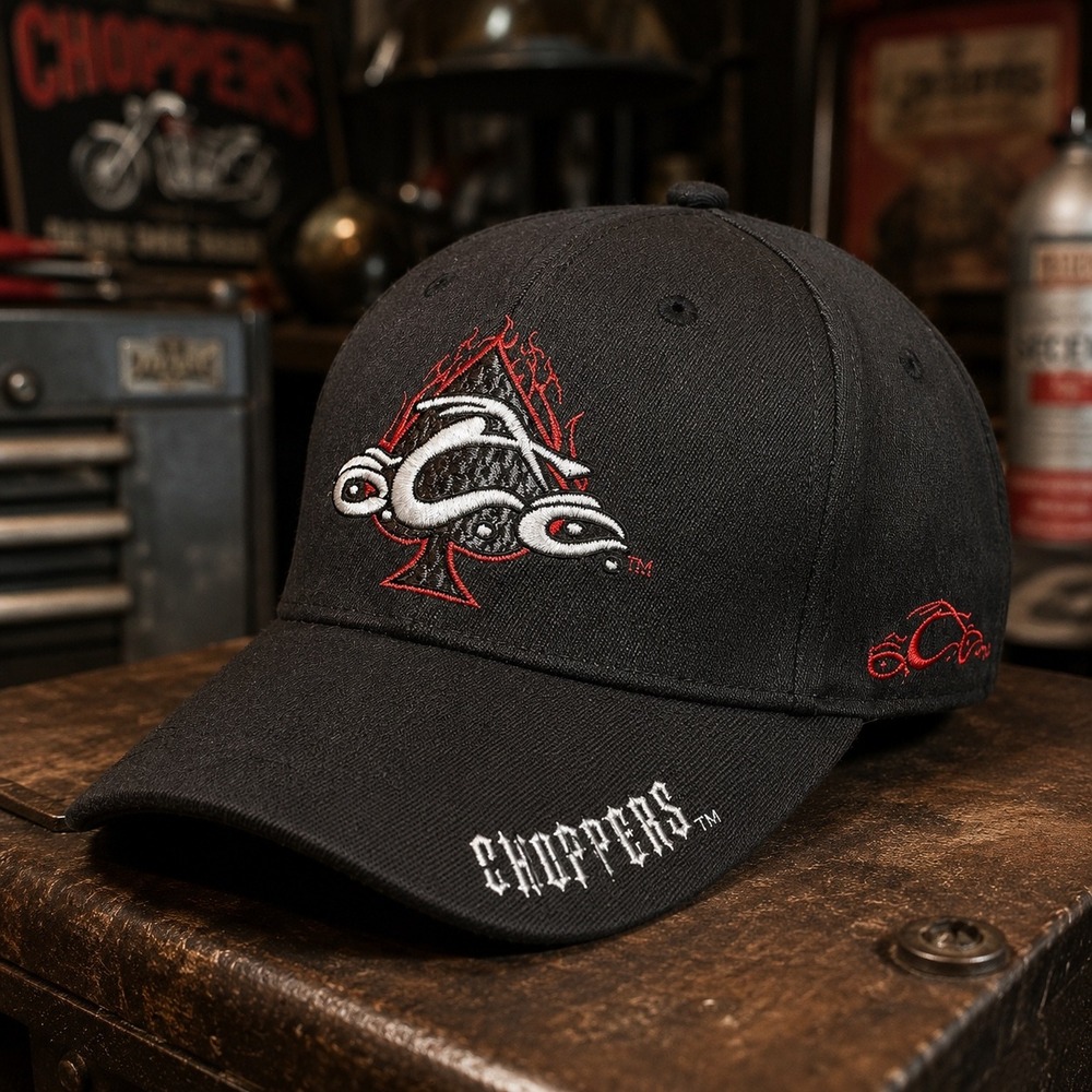 Orange County Choppers OCC Bio-Domes Black Embroidered Biker Baseball Cap Hat